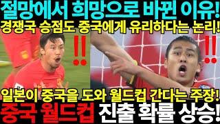 중국축구 절망에서 희망으로 바뀐 이유! 경쟁국 승점도 유리한 논리! 북중미 월드컵 아시아 3차예선 호주 중국 인도네시아 바레인 사우디아라비아 일본 대한민국 요르단 중국전 중국반응