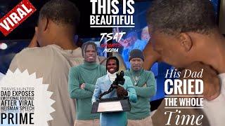 Travis Hunter Dad EXPOSED EMOTIONAL Footage Of VIRAL Heisman Speech At HOME Coach Prime 