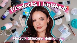 Products I Finished! Were they worth it?? makeup, skincare, haircare... | Empties | Julia Adams