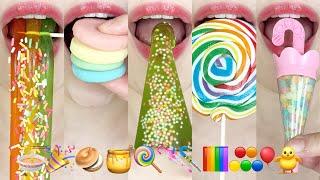 asmr RAINBOW EMOJI FOOD MUKBANG 🟧🟨🟢🟣 무지개 이모지 먹방 eating sounds