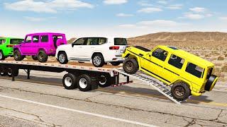 Flatbed Truck Mcqueen  | Transportation with Truck - Pothole vs Car #200  - BeamNG.Drive