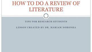 How to do a review of literature