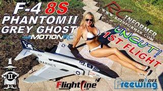 FREEWING MOTIONRC 90mm 8s powered F-4 PHANTOM II 1st Flight UNCUT By: RCINFORMER