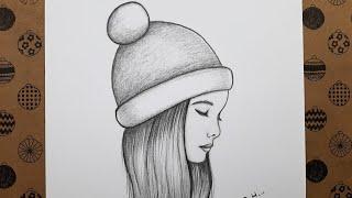 Easy Step by Step How To Draw A Girl Wearing A Beret, Drawing Hobby Pencil Drawing Pictures