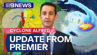 Queensland premier provides update on approaching Cyclone Alfred | 9 News Australia