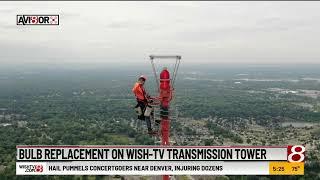 Bulb replacement on WISH-TV transmission tower