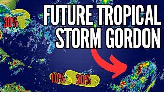 Tropical Depression #7 (future Tropical Storm Gordon), Invest 92L, and Invest 94L.