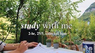 2-Hour Study With Me  | Pomodoro 25/5, Lofi Music, outside study!