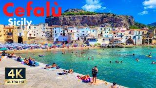 Cefalu Sicily Italy  4K Town and Beach Walking Tour 2022