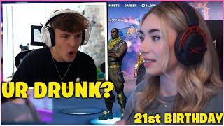 CLIX Shocked After SOMMERSET Got DRUNK & CARRIED Her to a Win in FORTNITE for Her 21st BIRTHDAY!