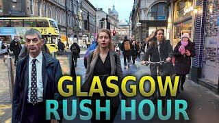 Walking in Glasgow Scotland at Rush Hour - 2024