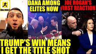 MMA Comunity React to Donald Trump's KNOCKOUT WIN over Kamala Harris,Dana White pumped,Joe Rogan,UFC