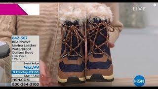 BEARPAW Marina Leather Waterproof Quilted Boot | HSN