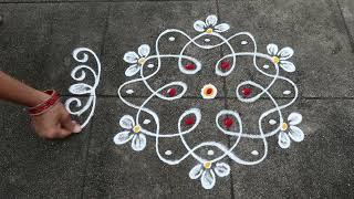 2 min Rangoli Designs 5x3 dots Small Sikku MugguluEasy Kolam DesignsSide Border Rangoli Designs