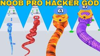 NOOB VS PRO VS HACKER VS GOD  in Snake Run Race |Android and ios