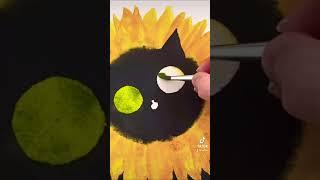 Sunflower Cat SATISFYING Watercolor