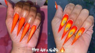 XL Stiletto Fire Aura Nails | SHARP AF | #beginnerfriendly