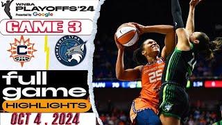 Minnesota Lynx VS Connecticut Sun FULL GAME HIGHLIGHTS | PLAY OFF OCT 4, 2024 Women’s Basketball