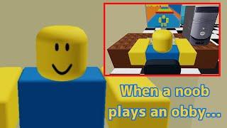 When a noob plays an obby... (Funny ROBLOX Short)