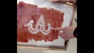 Screenprinting: making a stencil with drawing fluid and screen filler