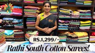 Rathi South Cotton Embroidery work Saree! | Rs.1,299/- | WhatsApp-6369545679 | Shop@ruffletrends.com