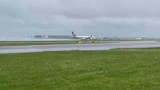 Airbus A350 takeoff on a wet runway