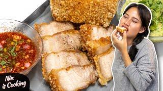 The SECRET to Crunchy Crispy PORK BELLY ( No Oven) • Quick and Easy • Nin is Cooking