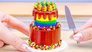 Amazing Miniature Chocolate Cake Decorating Miniature Rainbow Chocolate Cake Making By Baking Yummy