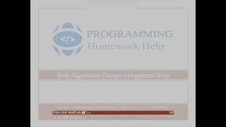 Algorithms Design Assignment Help