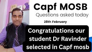 What has happened in Capf mo interview | Capf mosb interview questions asked | Interview Experience