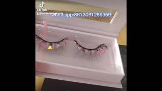 Fashion faux mink flurry lashes with decals China supplier empty luxury glitter packing box