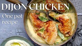 Deliciously Simple One Pot Braised Chicken in Mustard Sauce with white Wine