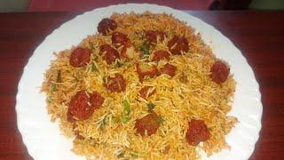 Soya badi se banae manchurian fried rice kaise banae || soya chunks fried rice #soyachunks