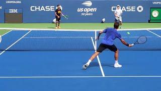 Roger Federer Volley Training Court Level View - ATP Tennis Volley Technique Federer Volley Practice