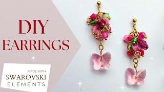 How to Make Earrings - Swarovski crystals and pink agat gemstones