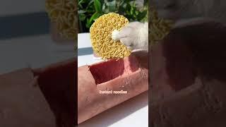 Cat ChangAn Makes The World's LARGEST Ham Instant Noodles! | Homemade Fast Food | Cat TikTok#Shorts