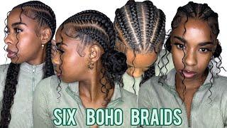 Straight Back Stitch Braids On Myself With Curls! | Beginner Friendly | Super Easy To Follow!!