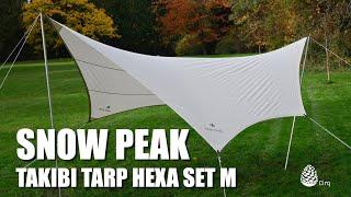 Snow Peak - Fire Resistant Takibi Tarp Hexa Set M:  Overview & How to Set Up, Take Down & Pack Up