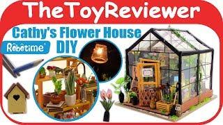 DIY Dollhouse Miniature Robotime Cathy's Flower House Greenhouse Unboxing Toy Review TheToyReviewer