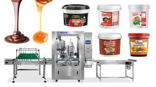 Automatic Bucket Bottle Filling Machine Line For Chocolate Paste Ketchup Jam Etc. #fillingline