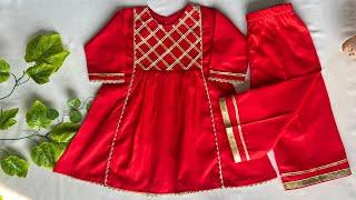 Beautiful gota work Dress for Eid || Baby frock Cutting and stitching Tutorial