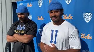 Edge rushers Gabriel and Grayson Murphy after UCLA practice 12/17