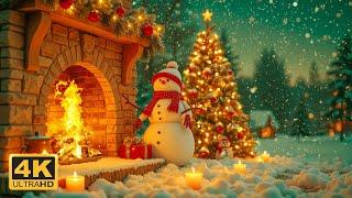 Snowman With Cozy Christmas Fireplace  Relaxing Instrumental Christmas Music | Festive Ambience