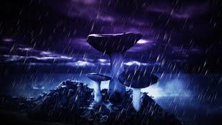 Thunderstorm at Night Sounds for Sleeping - Dimmed Screen | Rain and Thunder Ambience - Mushrooms