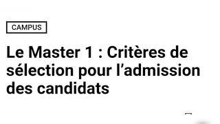 Les critères de sélection en Master...