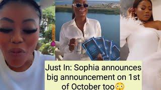 Fans in shock as Sophia reveals she has a big announcement on the same 1st of October with Davido