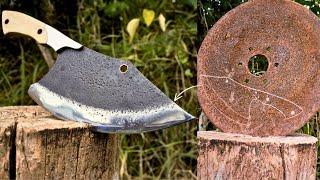 fabricación de HACHA carnicera  con un DISCO de sembradora