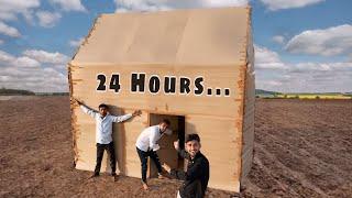 Living In Cardboard House For 24 Hours Challenge | a1 adventure