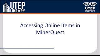 Accessing Online Items in MinerQuest