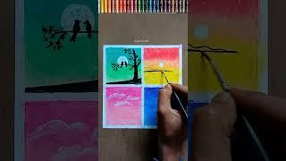 4 mini easy painting techniques oil pastel/ #shorts #art #drawing